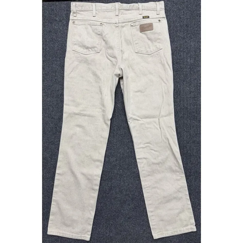VINTAGE Wrangler Jeans Cowboy Cut 35x34 Tan Straight 936TAN Denim Western